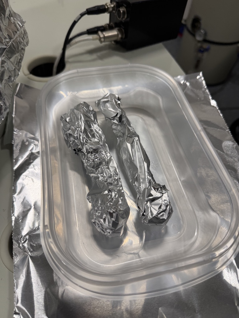 two liner tubes wrapped up in foil