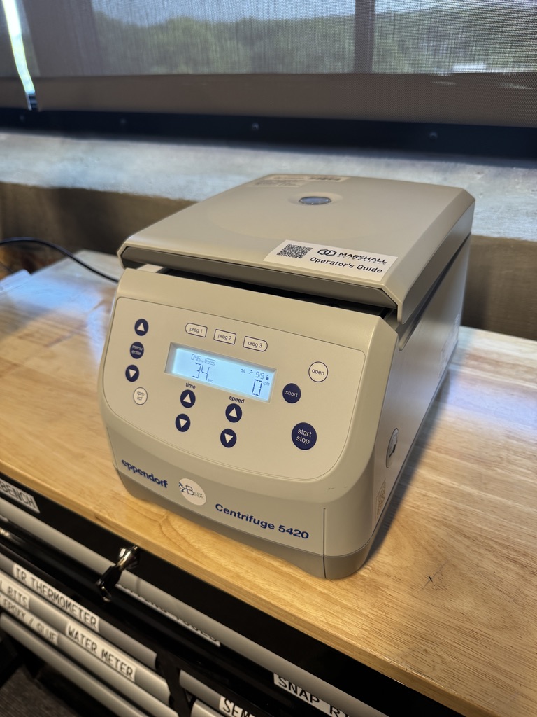 our centrifuge on the new workbench