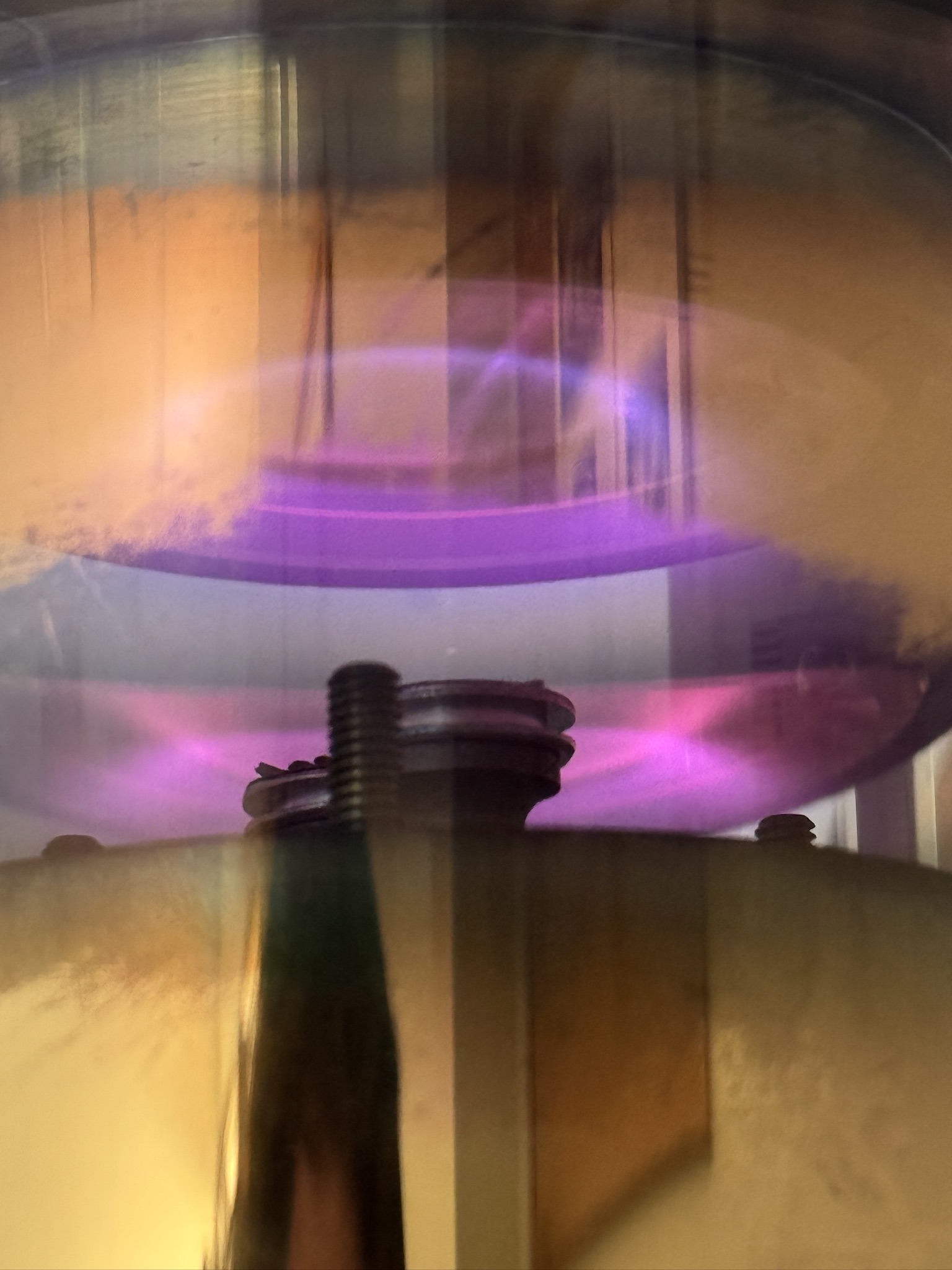 A zoomed view of plasma in the chamber