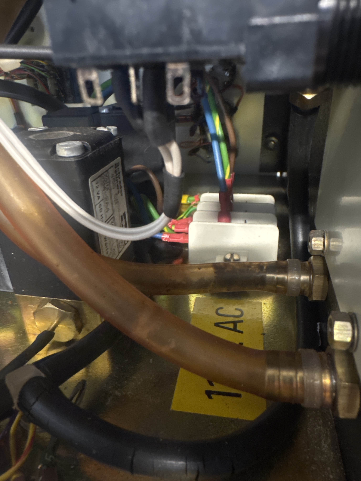 The lines while still inside the machine upon initial inspection