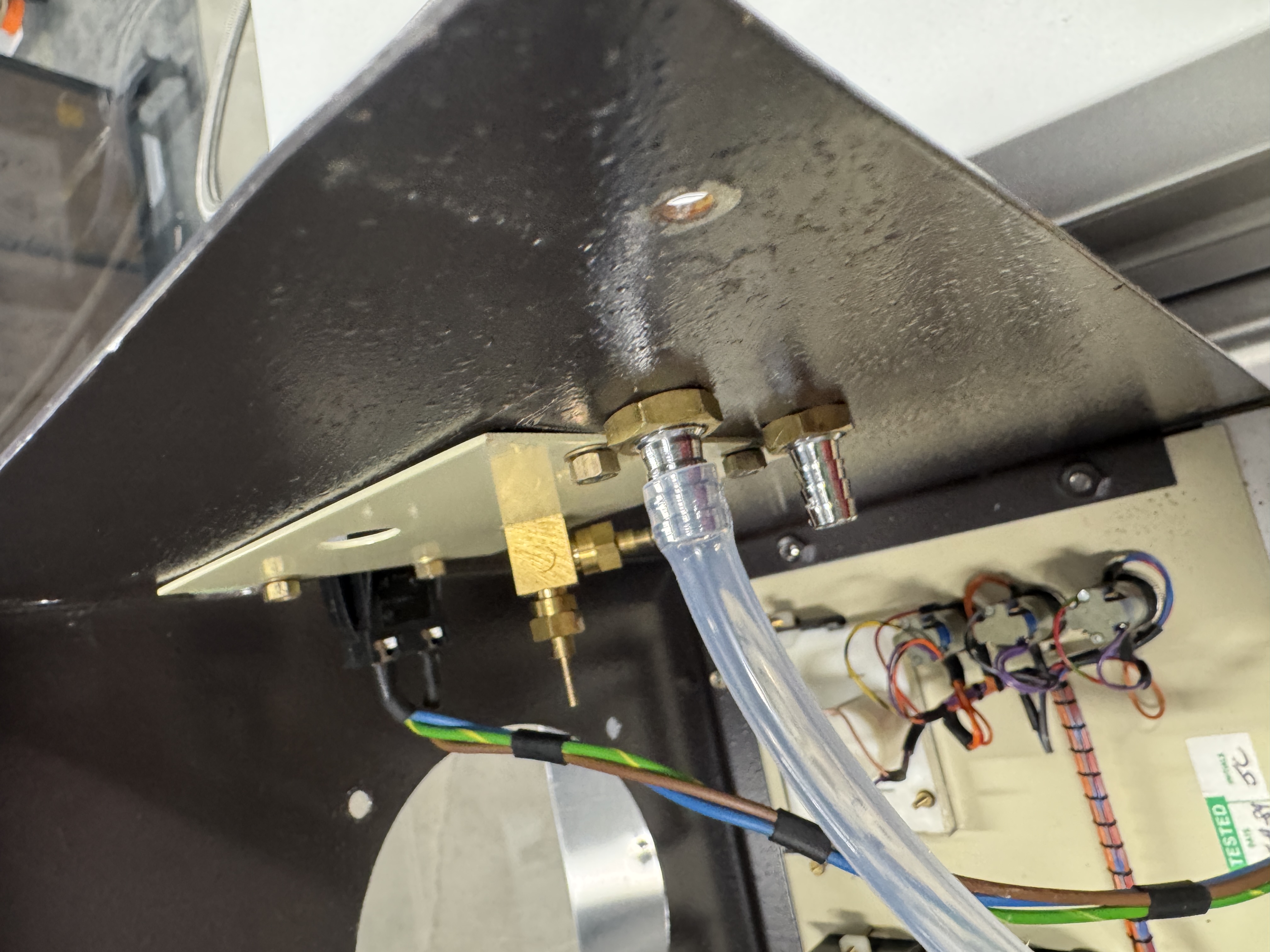 The test fit of the new lines, showing a good interface with the hose barbs